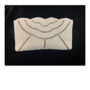 Clutch, Woman’s, Bag, Parties, Ivory/Gray,Beaded.: